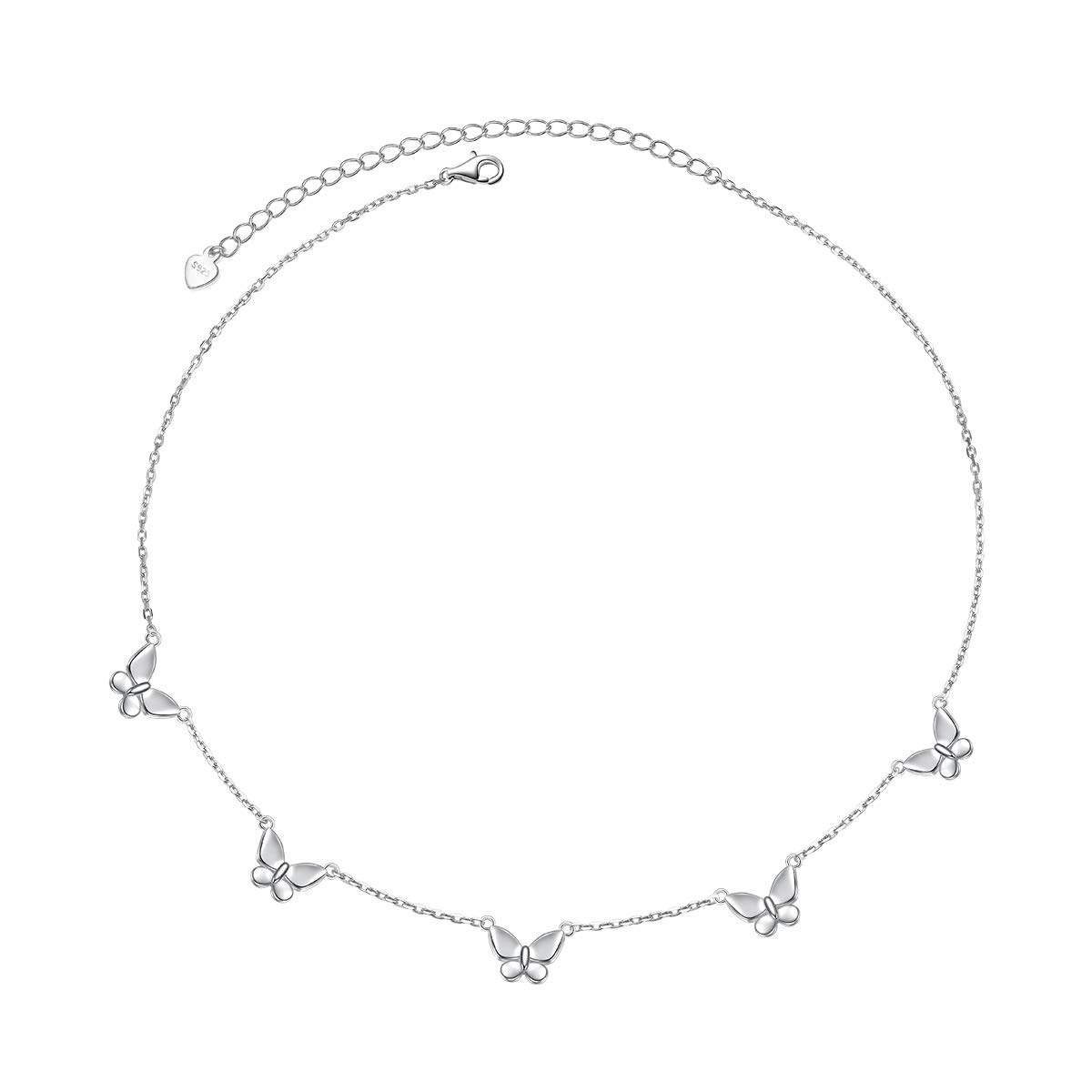 DAOCHONG 925 Sterling Silver Dainty Butterfly Choker Necklace for Women Jewelry Birthday Christmas