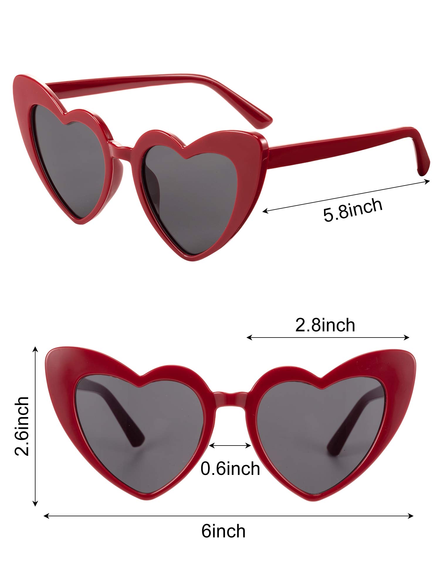 4 Pairs Heart Shaped Sunglasses Goggle Vintage Cat Eye Sunglasses Mod Style Retro Glasses with 4 Pieces Glasses Cloth 4 Pieces Flannel Bag for Party Supplies