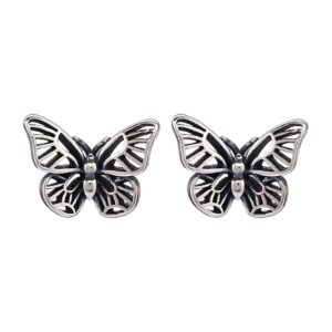 sluynz 925 sterling silver retro butterfly earrings studs for women pretty vintage butterfly studs