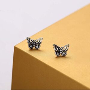 SLUYNZ 925 Sterling Silver Retro Butterfly Earrings Studs for Women Pretty Vintage Butterfly Studs