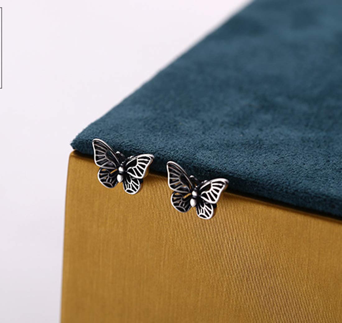 SLUYNZ 925 Sterling Silver Retro Butterfly Earrings Studs for Women Pretty Vintage Butterfly Studs