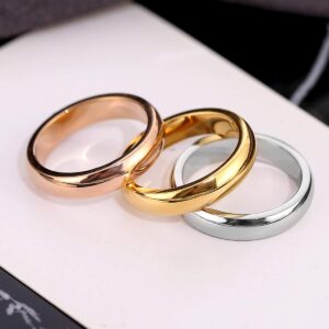 CCBFY Stainless Steel Ring Stackable High Polish Plain Dome Tarnish Resistant Comfort Fit Ring Wedding Band 4mm Gold Size 9.5