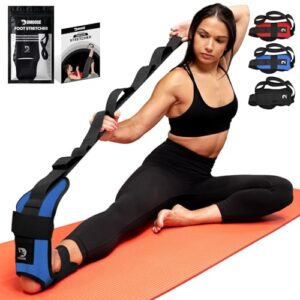 dmoose fitness foot & calf stretcher - hamstring stretcher for plantar fasciitis, achilles tendonitis, heel spurs & shin splints - yoga stretching strap for back pain - flex strap for physical therapy