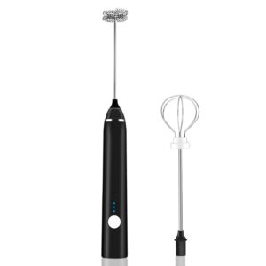 Milk Frother, Rechargeable hand-Held Electric Milk Frother 3 Adjustable USB Charging Can Be Used forBulletproof Coffee Protein Drinks Matcha Coffee Whisk (Black)