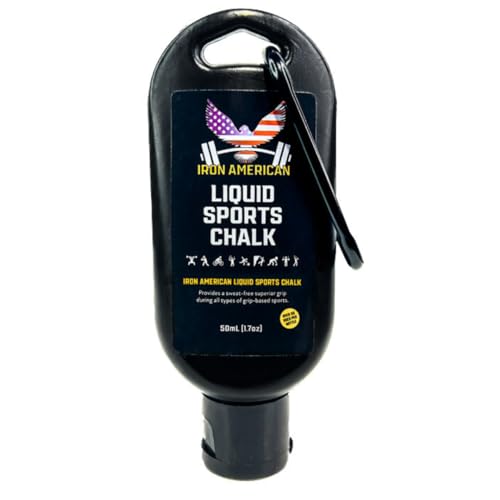 IRON AMERICAN Liquid Chalk - No-Mess Long-Lasting Grip Chalk for Weightlifting, Gymnastics, Rock Climbing, and Fitness Training - 50ml Travel Bottle - Advanced Hand Chalk for Gym