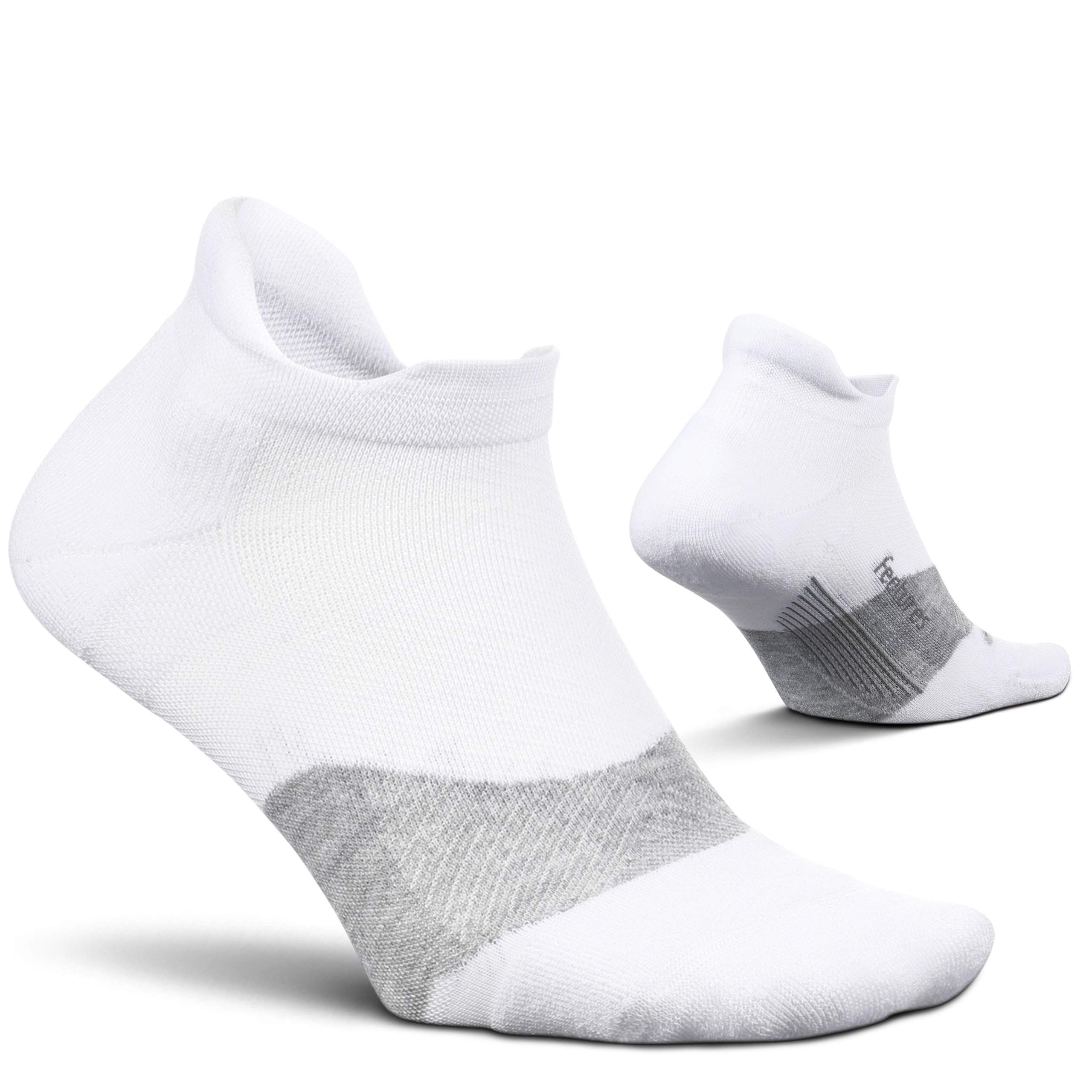 Feetures Elite Golf Max Cushion No Show Tab Ankle Socks - Sport Sock with Targeted Compression - White, XL (1 Pair)