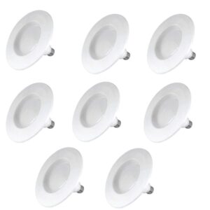 feit electric 4 inch instatrim adjustable neck recessed led downlight - 2700k soft white - dimmable- pre-mounted trim - 45w equivalent - 45 year life - 540 lumen - high cri | 8-pack