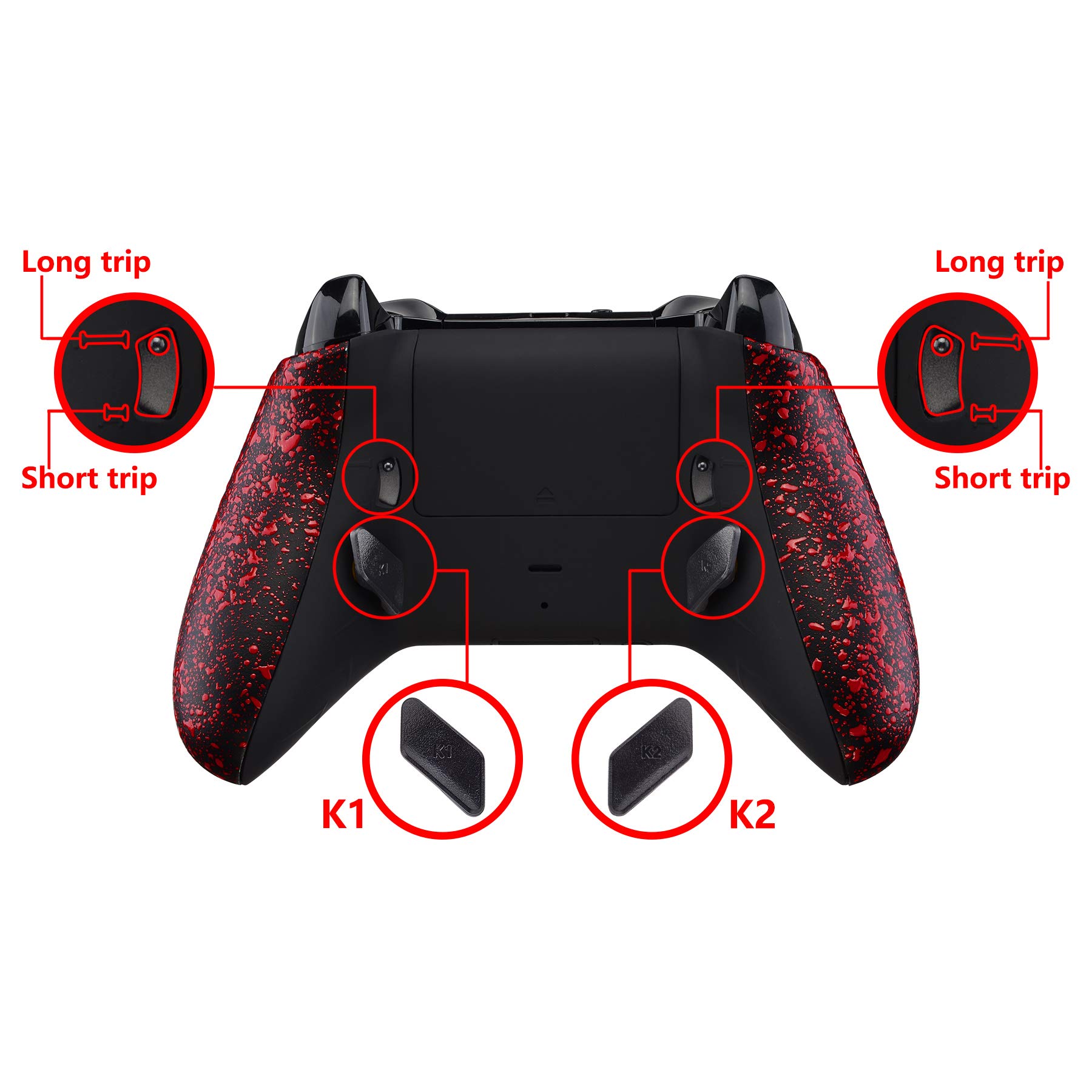 eXtremeRate Textured Red Lofty Programable Remap & Trigger Stop Kit, Upgrade Boards & Redesigned Back Shell & Side Rails & Back Buttons & Trigger Lock for Xbox One S/X Controller Model 1708