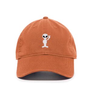 Tech Design Alien Peace Sign Baseball Cap Embroidered Cotton Adjustable Dad Hat Orange