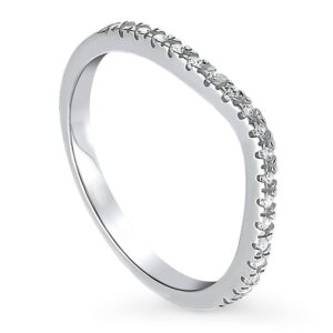 berricle sterling silver wishbone wedding rings cubic zirconia cz curved half eternity ring for women, rhodium plated size 8.5