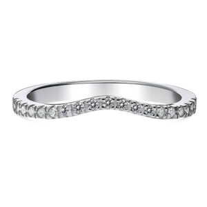 BERRICLE Sterling Silver Wishbone Wedding Rings Cubic Zirconia CZ Curved Half Eternity Ring for Women, Rhodium Plated Size 8.5