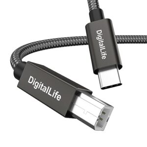 digitallife 2m usb type c to b midi interface converter cable, compatible with windows 11 / macos 14 sonoma (metal, nylon braided)