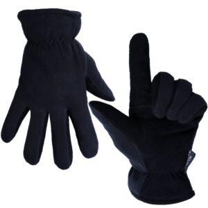 ozero winter gloves for men women: ski warm gloves for cold weather - m denim & black snow waterproof gloves heated