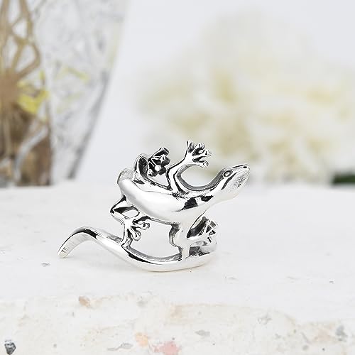 AeraVida Unique Long Tail Gecko-Lizard Wrap .925 Sterling Silver Ring,Adorable Wedding Rings For Women,Chic Comfort Fit Silver Rings for Women,Statement Fashion, 8 UK, Silver