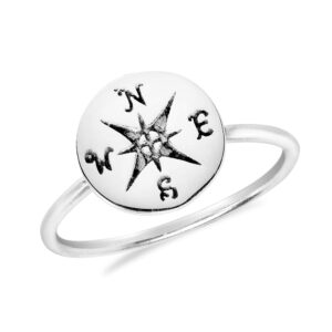 AeraVida Fashionable Voyage Anchor .925 Sterling Silver Nautical Compass Ring | Statement Fashion, Promise Ring, Couple Unisex Ring | Size 5