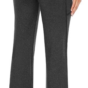 Heathyoga Women's Yoga Pants with Pockets for Women Bootcut Wide Leg Pants for Women High Waisted Workout Pants Charcoal