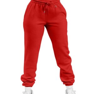 GOKATOSAU Women's Sexy Lounge Stretch Casual Jogger Drawstring Sweatpants with Pockets Red