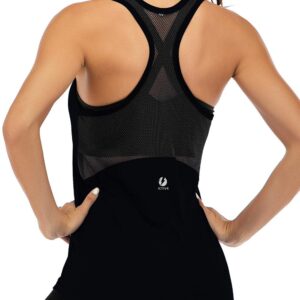 ICTIVE Women's Mesh Racerback Tank Top, Sleeveless Yoga & Workout Activewear Black L