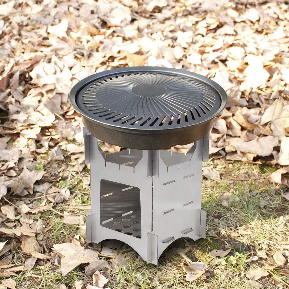 Wood Burning Stove, Portable Stainless Steel Folding Wood Burning Stove Mini Cooker for Outdoor Camping Travel Hiking Picnic