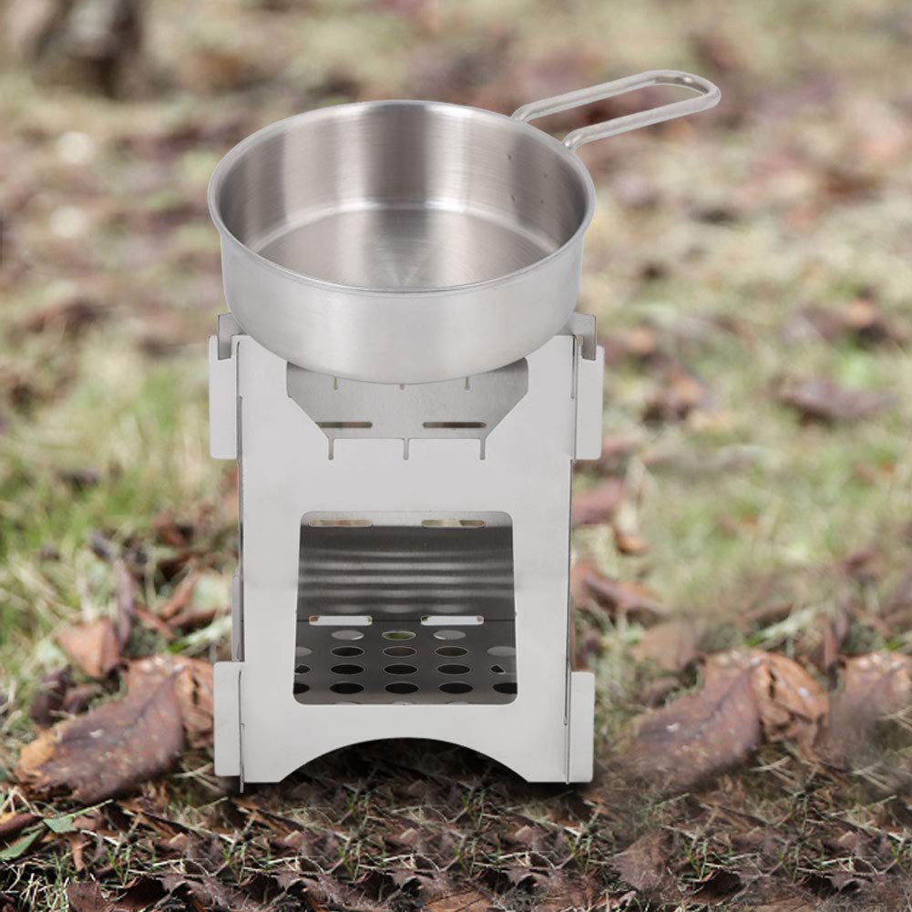 Wood Burning Stove, Portable Stainless Steel Folding Wood Burning Stove Mini Cooker for Outdoor Camping Travel Hiking Picnic