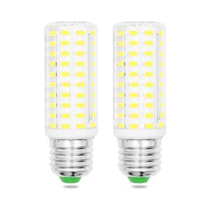 e26 10w led light bulbs super bright, equivalent 120w chandelier bulbs, daylight white 6500k 1400lm non-dimmable compact 100-265v e26 medium screw base bulbs ceiling fan light bulbs, pack of 2