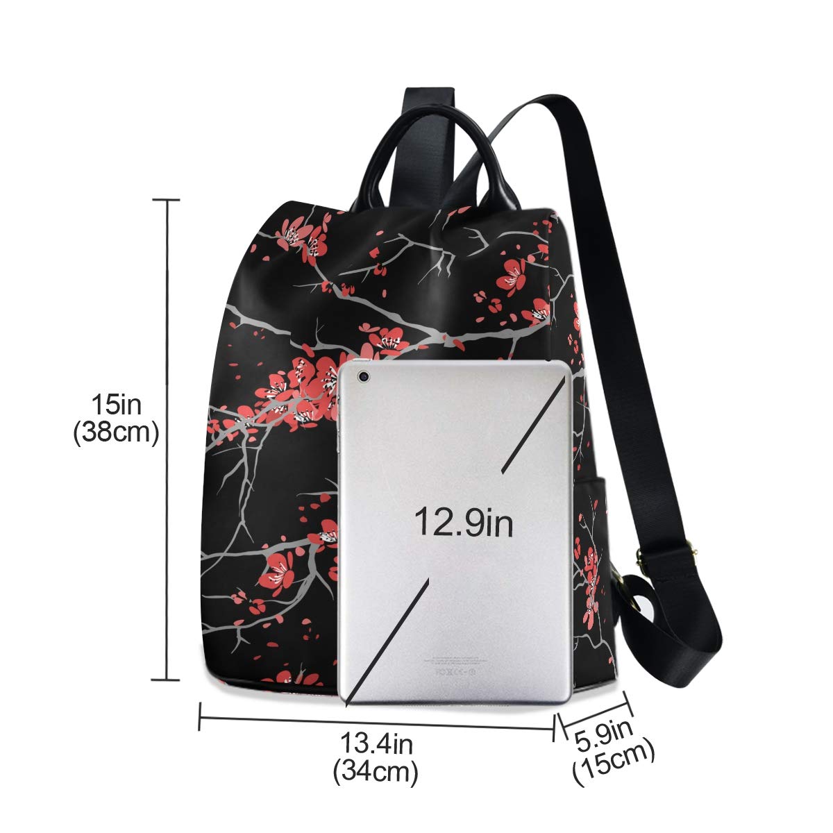 ALAZA Cherry Blossom Sakura Flower Floral Backpack Purse for Women Anti Theft Fashion Back Pack Shoulder Bag