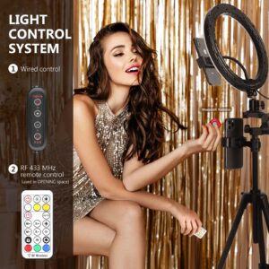 NEEWER 10" RGB Ring Light with Tripod Stand & 2 Phone Holders, Dimmable Selfie Ring Light with 29 Colors Modes for Makeup/Live Streaming/YouTube/Tiktok/Video Shooting, RGB10-H