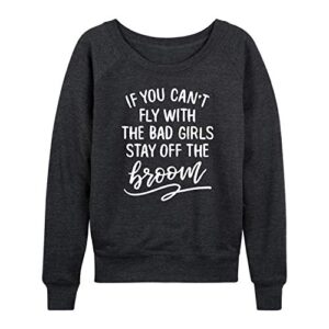 instant message - stay off the broom - women's french terry pullover - size 3x heather charcoal