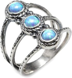 joolala created fire opals sterling silver women’s ring – 925 silver rings for women – elegant and stylish design – various models – gorgeous oxidized finish – ideal promise ring, anniversary (10)