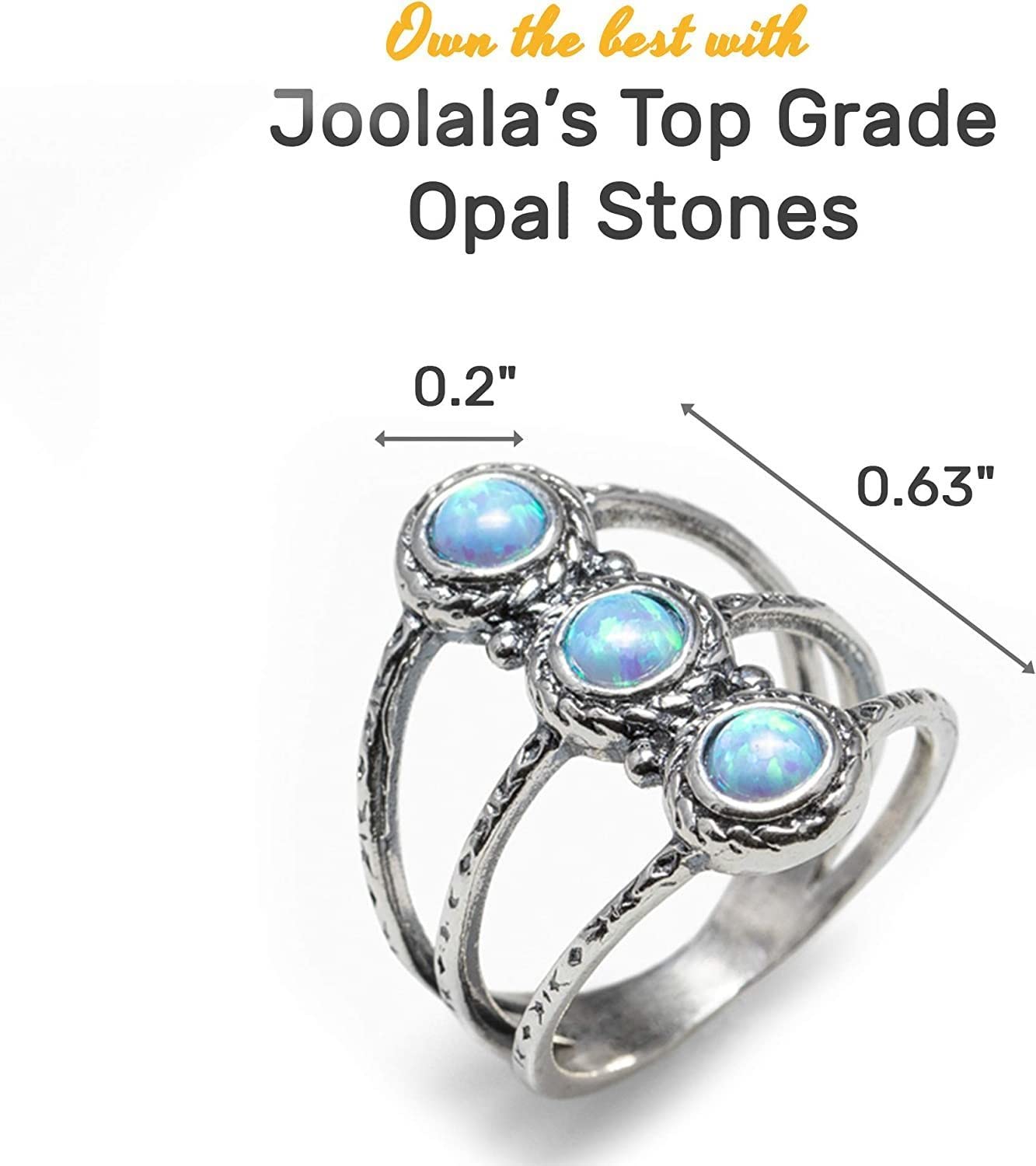 Joolala created fire opals Sterling Silver Women’s Ring – 925 Silver Rings for Women – Elegant and Stylish Design – Various Models – Gorgeous Oxidized Finish – Ideal Promise Ring, Anniversary (10)