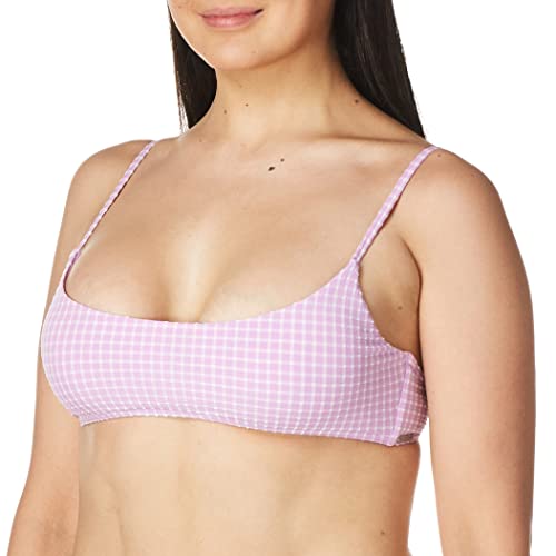 Billabong Women's Standard Mini Crop Bikini Top, Lit Up Lilac Surf Check, XL