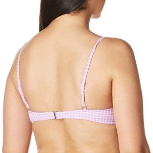 Billabong Women's Standard Mini Crop Bikini Top, Lit Up Lilac Surf Check, XL