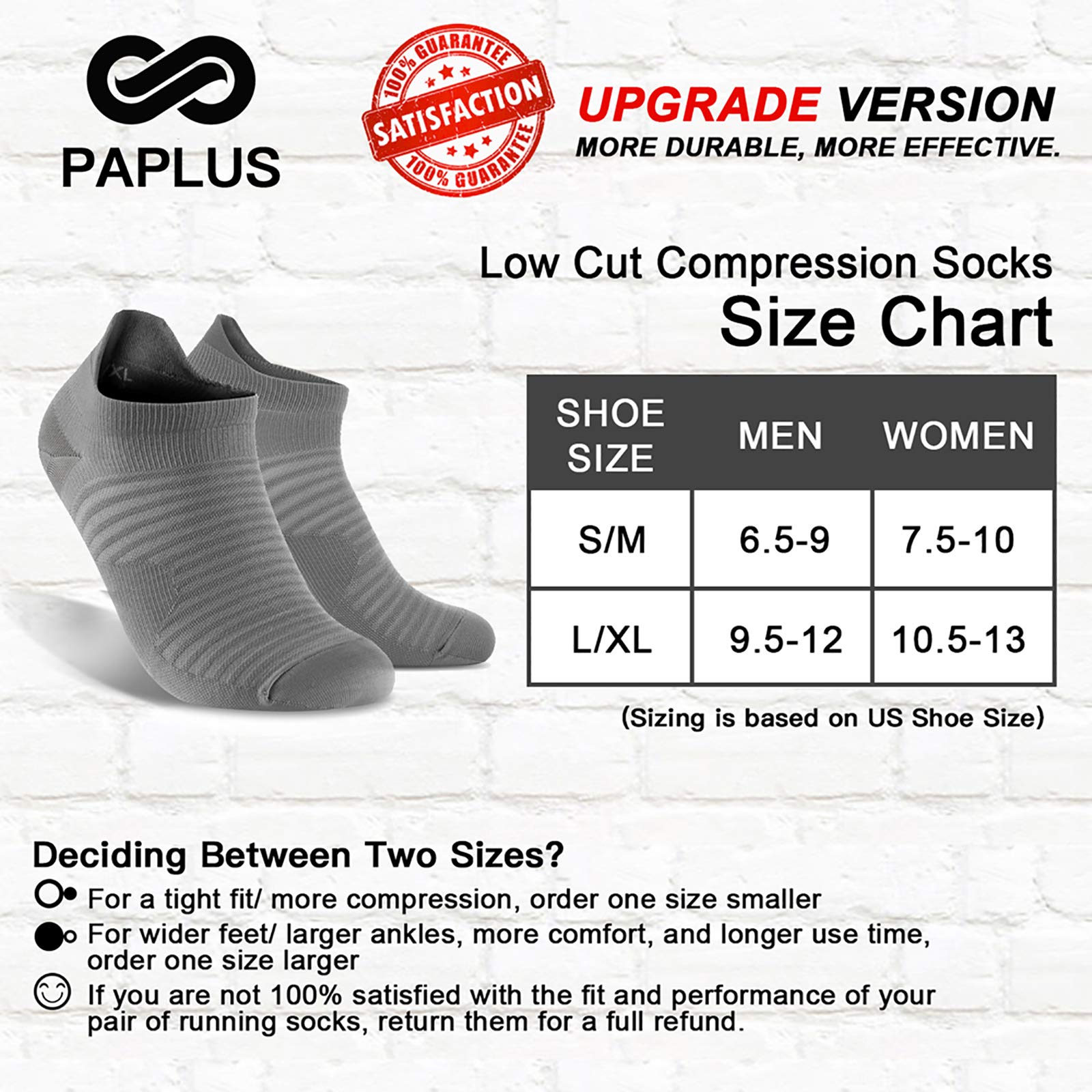 Compression Running Socks For Men and Women (6 Pairs), Ankle Socks with Arch Support, No Show Athletic Socks Low Cut for Running, Cycling, Golf