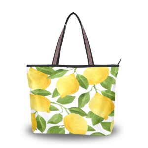 lemon large tote bags yellow lime tree women spring date handbags with zipper shopper bag for best mom white elephant gifts