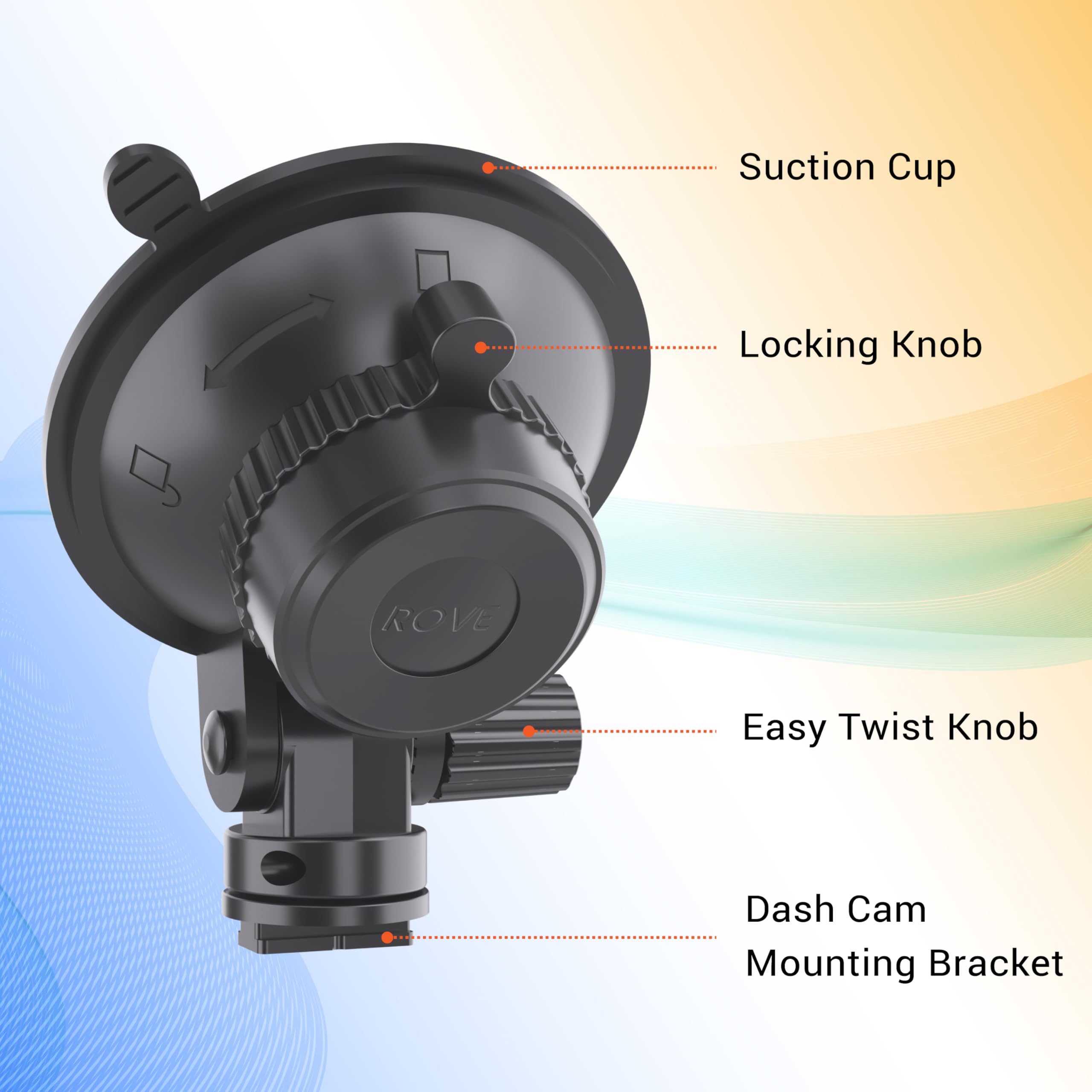 ROVE Suction Cup Mount for R2-4K, R2-4K PRO and R2-4K Dual Dash Cam Models