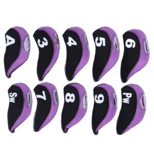 10pcs iron club putter head covers headcover set neoprene black number convenient universal headcover accessory