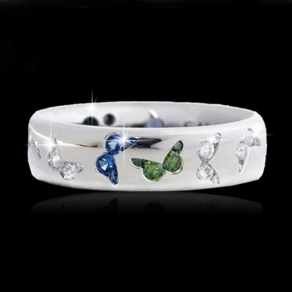 AIPUDE Exquisite Jewelry Ring Love Rings Fashion Women Butterfly Cubic Zirconia Inlaid Finger Ring Wedding Party Jewelry Wedding Band Best Gifts for Love with Valentine's Day