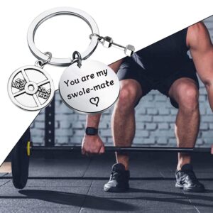 BAUNA Fitness Workout Keychain Jewelry You Are My Dumbbell Exercises Weightlifting Sports Fitness Gifts For Friends Couple (Fitness Workout Keychain)