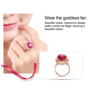 shiYsRL Exquisite Jewelry Ring Love Rings Luxury Women Faux Pigeon Blood Ruby Adjustable Finger Ring Wedding Jewelry Gift Wedding Band Best Gifts for Love with Valentine's Day - Rose Gold