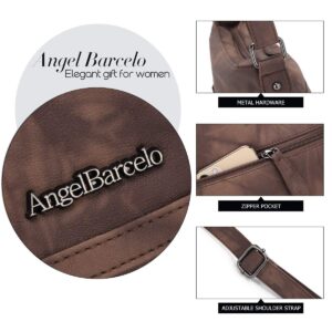 Angel Barcelo Crossover Purse and Handbags Crossbody Bags for Women,Ultra Soft Leather Neatpack Bag Shoulder Purses Brown