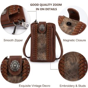 Montana West Crossbody Cell Phone Purse For Women Western Style Cellphone Wallet Bag Travel Size With Strap PHD-108CF