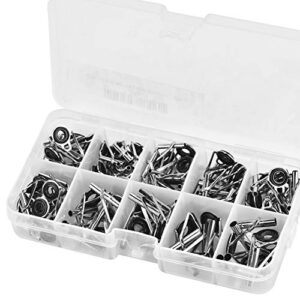 Demeras 80Pcs Fishing Rod Guides Fishing Rod Tip Repair Kit Leo Fishing Rod Rings Tips Set in 10 Sizes Replacement Accessory