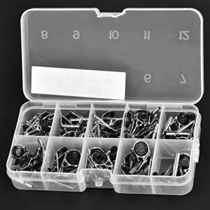 Demeras 80Pcs Fishing Rod Guides Fishing Rod Tip Repair Kit Leo Fishing Rod Rings Tips Set in 10 Sizes Replacement Accessory