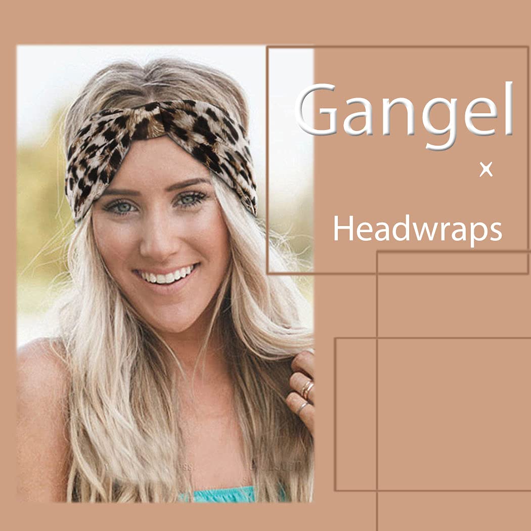 Gangel Boho Headbands Fabric Knotted Turban Head Wraps Wide Hair Scarf Cotton Yoga Running Hair Accessories for Women (Pack of 4) (Adorable)