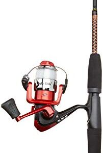 Ugly Stik 5’ Complete Spinning Kit Fishing Rod and Reel Spinning Combo, Ugly Tech Construction with Clear Tip Design, 5’ 2-Piece Rod, Red