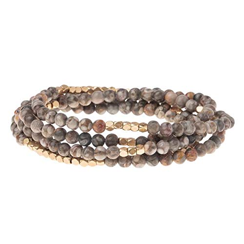 Scout Curated Wears - Women's Stone Wrap Bracelet & Necklace - Rhyolite/Gold - Stone of Joy