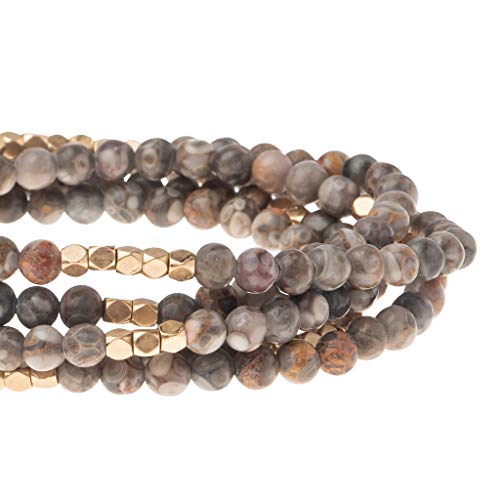 Scout Curated Wears - Women's Stone Wrap Bracelet & Necklace - Rhyolite/Gold - Stone of Joy