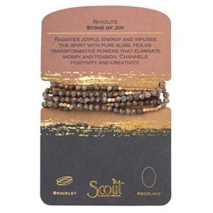 Scout Curated Wears - Women's Stone Wrap Bracelet & Necklace - Rhyolite/Gold - Stone of Joy