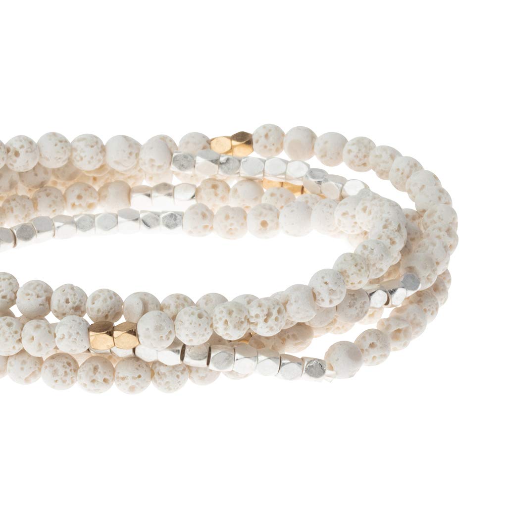 Scout Curated Wears - Women's Stone Wrap Bracelet & Necklace - White Lava - Stone of Strength