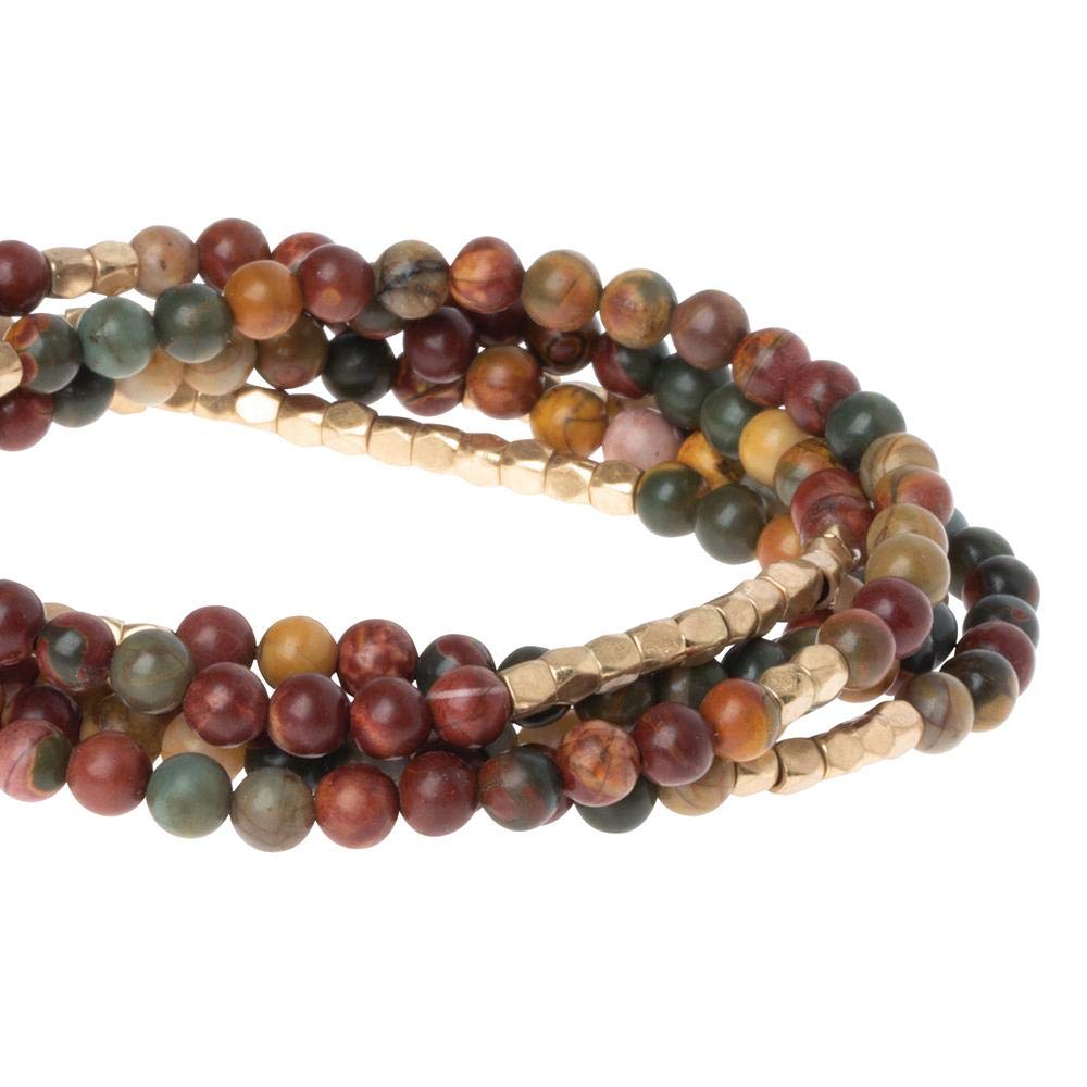 Scout Curated Wears - Women's Stone Wrap Bracelet & Necklace - Majestic Jasper/Gold - Stone of Serenity